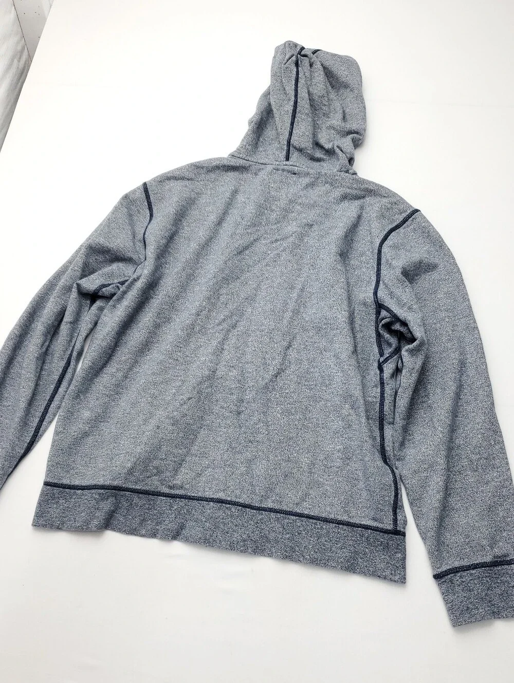 True Religion Men's Heather Gray & Navy Blue Full-Zip Hoodie XL